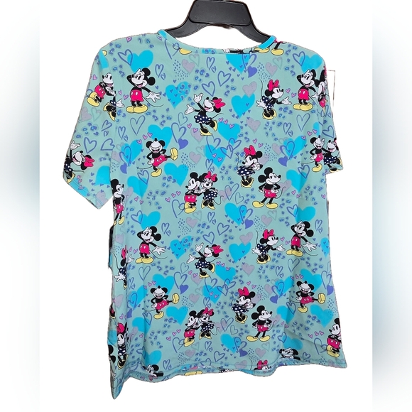 Disney Mickey Minnie Mouse V-neck Scrub Top Avail Sizes S M L 2xL Nwt - Picture 2 of 2